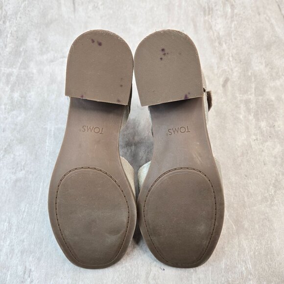 Toms Jaclyn Maryjane Pumps Leather Silver Dressy Low Block Heel Comfort Shoe 6.5 - Picture 7 of 13
